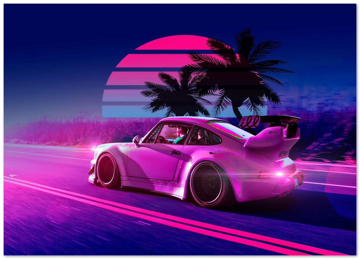 Car Retro Synthwave Sun 5 - @MiracleCreative