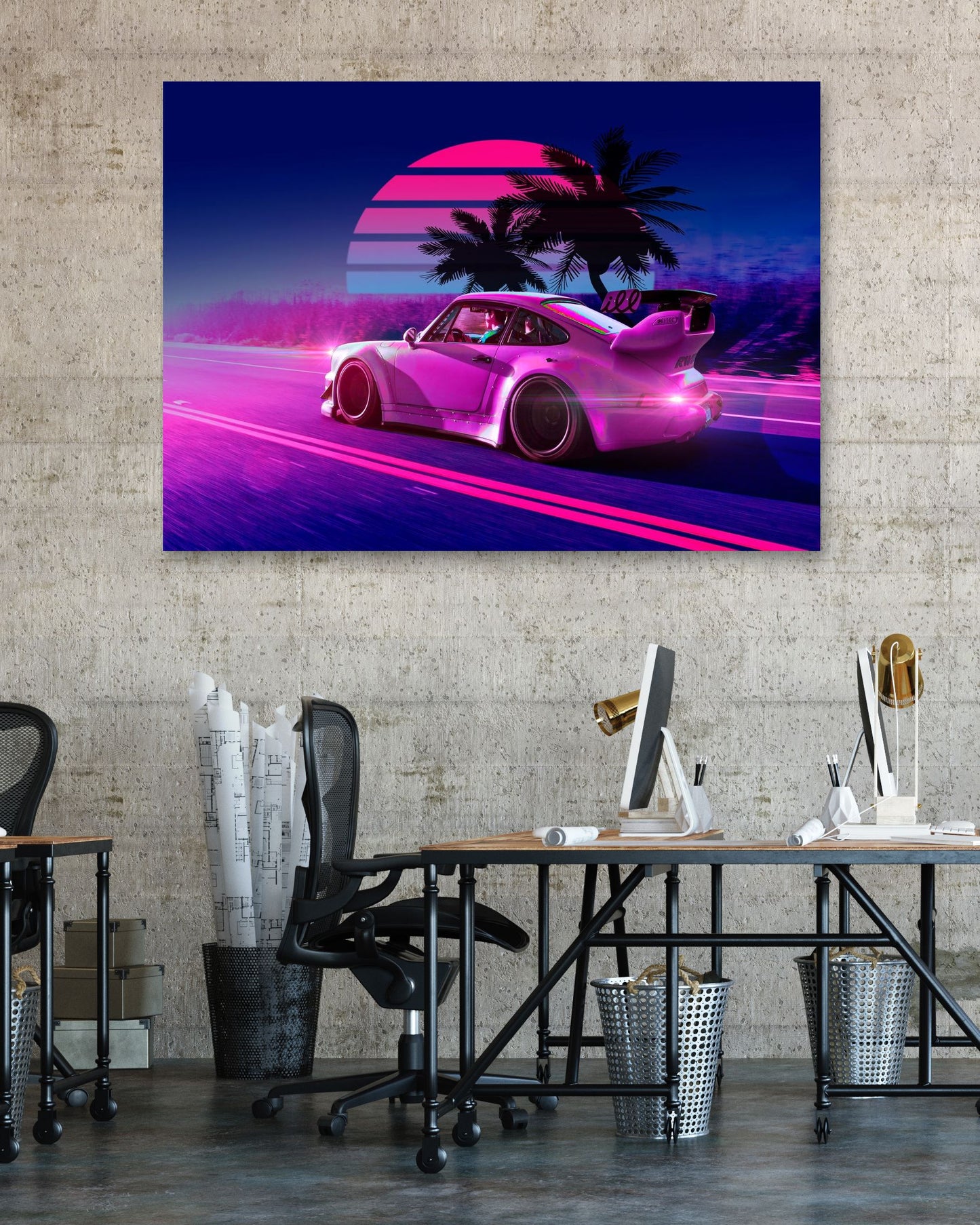 Car Retro Synthwave Sun 5 - @MiracleCreative