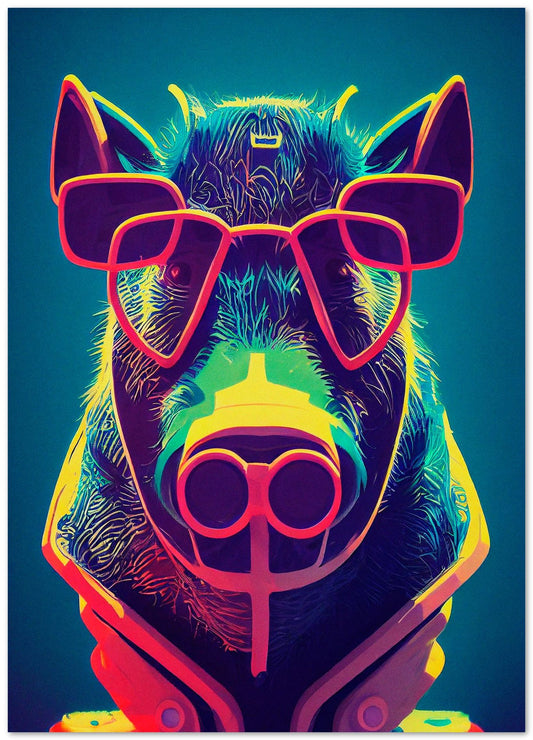 Retro Portrait illustration of Nursery animal Boar - @Artnesia