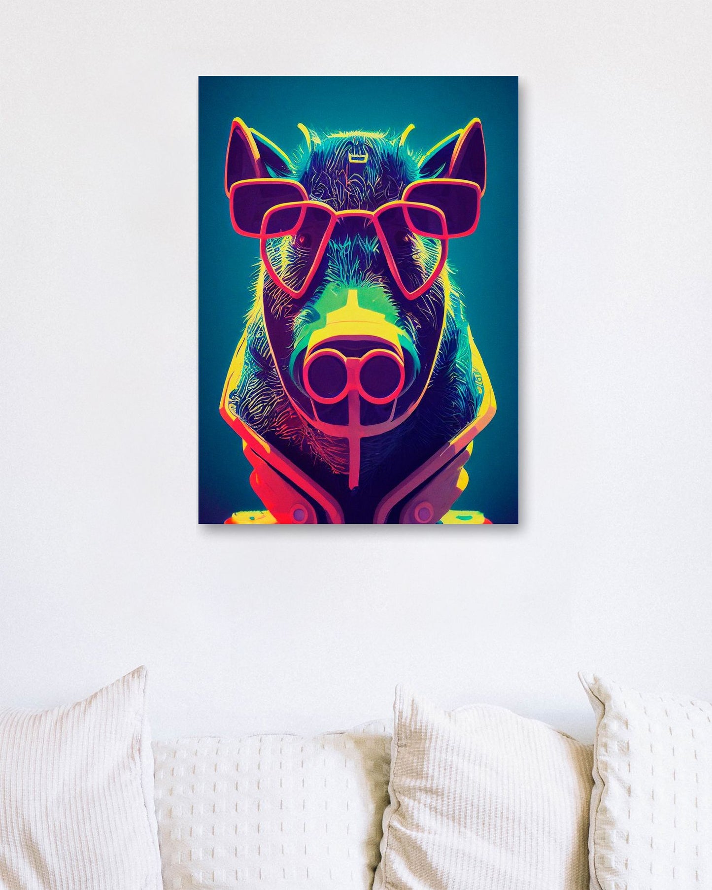 Retro Portrait illustration of Nursery animal Boar - @Artnesia