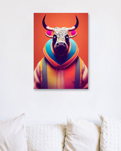 a nursery animal pop art illustration of Bison - @Artnesia