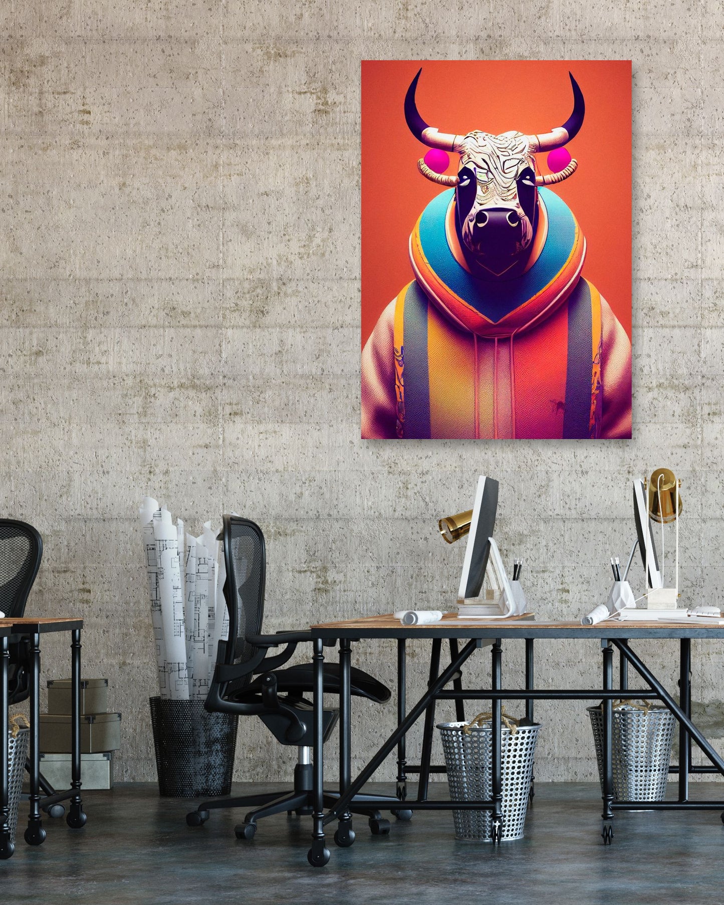 a nursery animal pop art illustration of Bison - @Artnesia