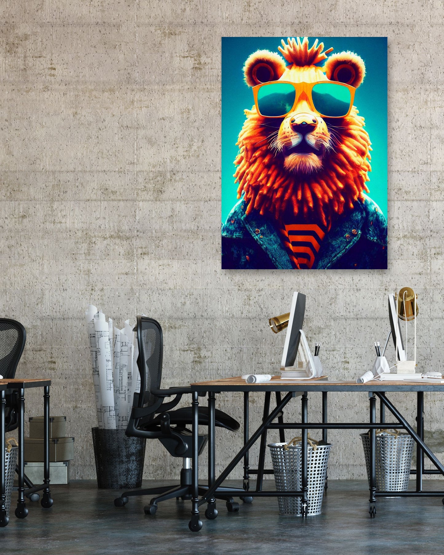 a nursery animal pop art illustration of Lion - @Artnesia