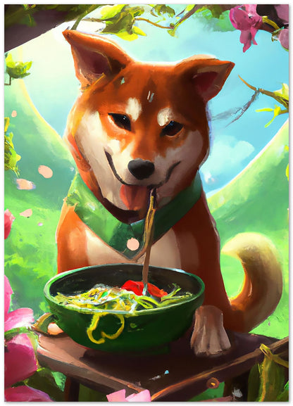 Dog eating Ramen - @elzart