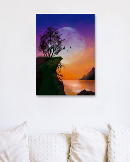 beatiful Sunset and moon - @elzart