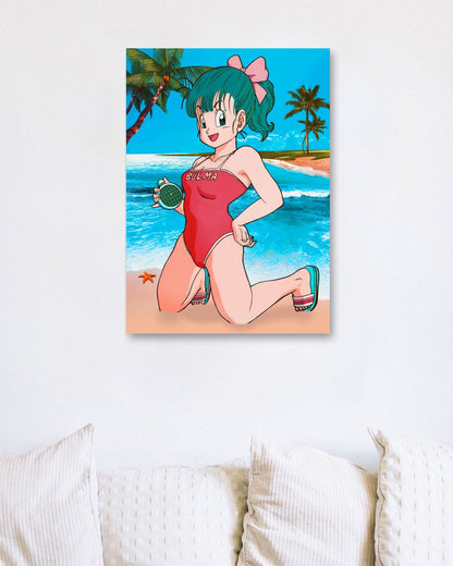 cute anime girls bulma beach - @SyanArt