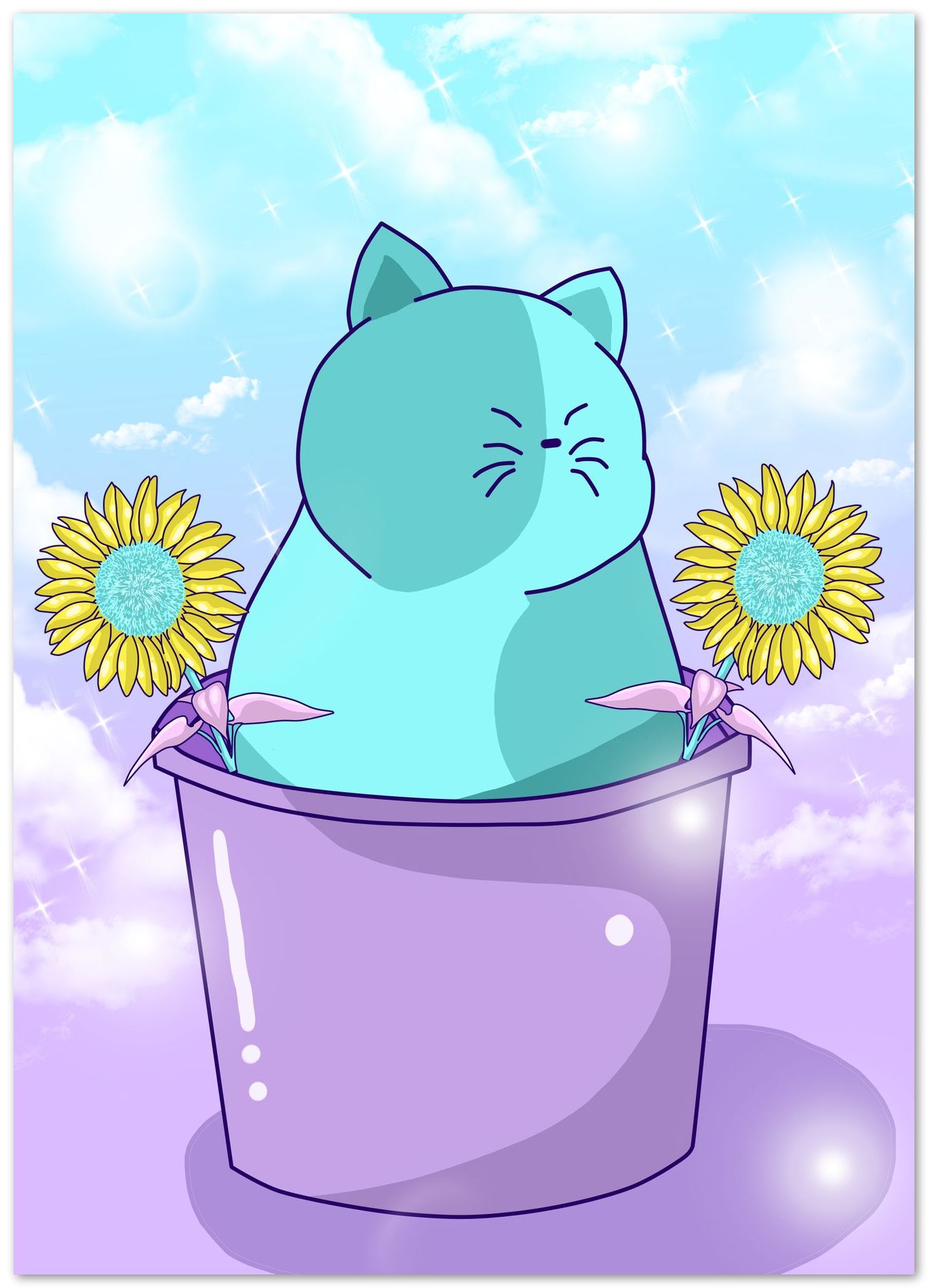 cute cat with sun flowers - @beautifulday