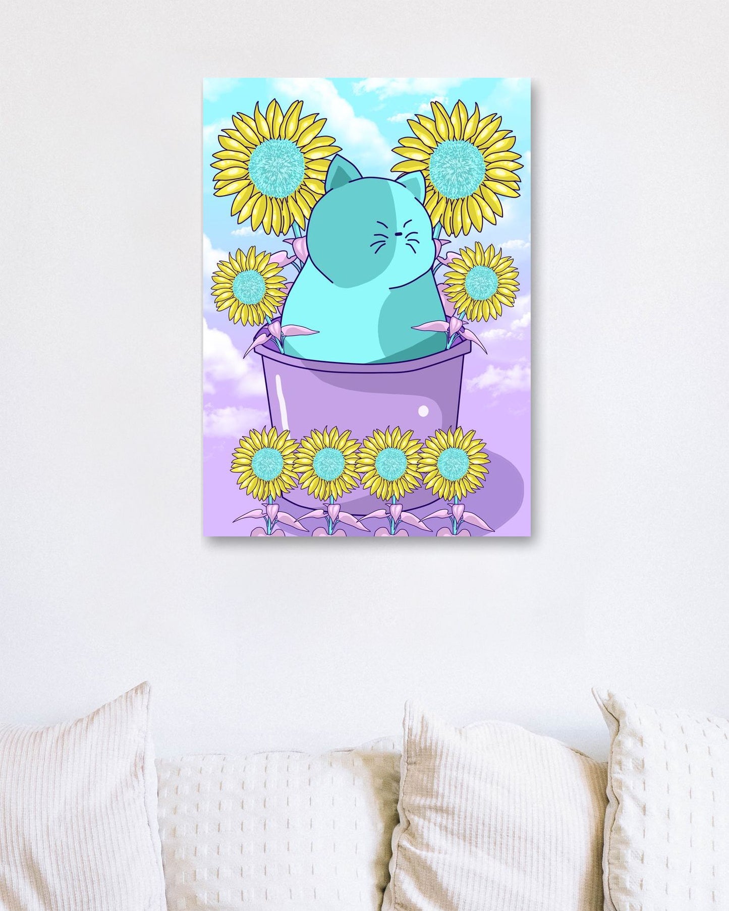 sun flowers aesthetic with cute cat - @beautifulday