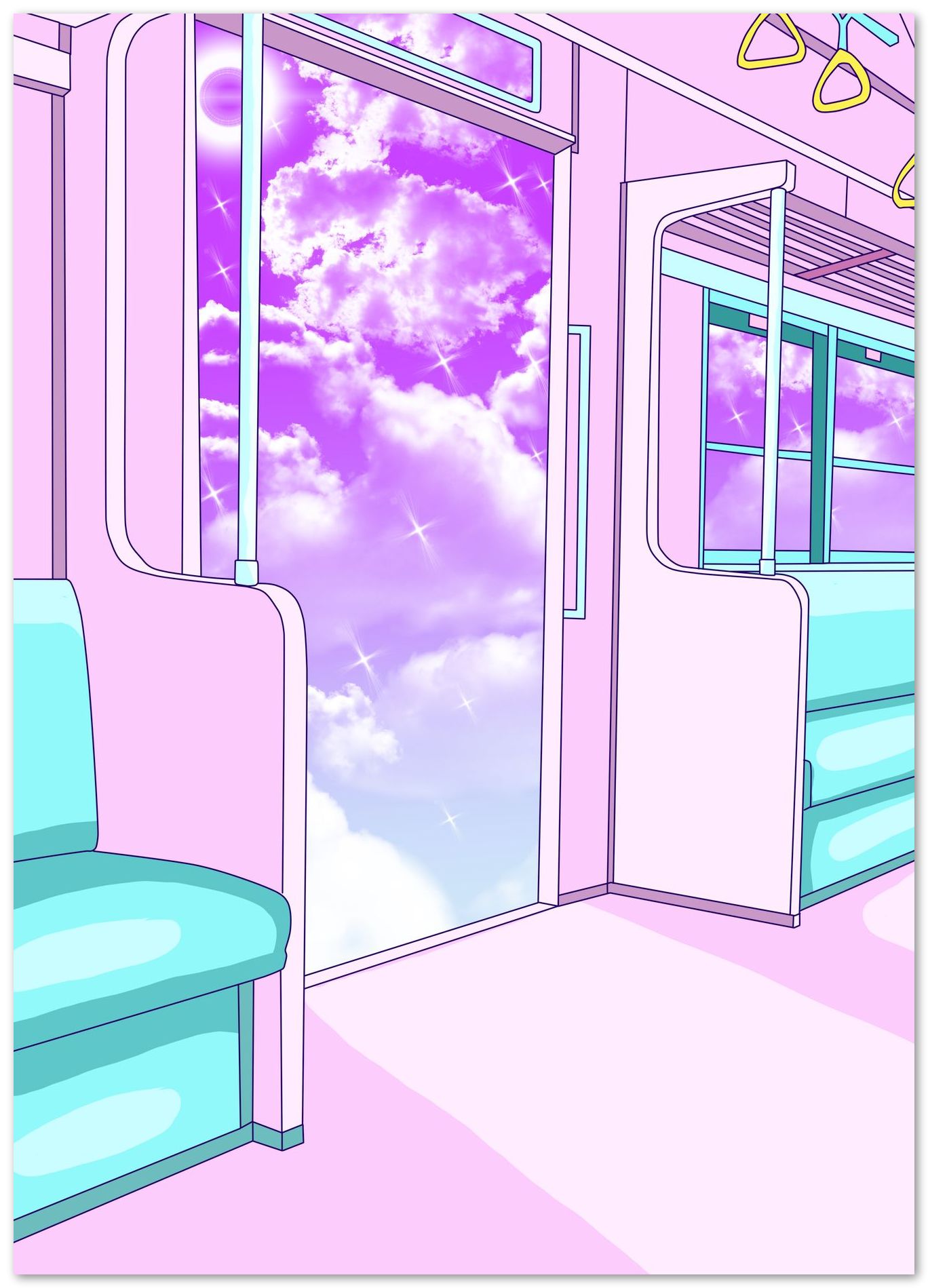 in train with beautiful sky fantasy - @beautifulday