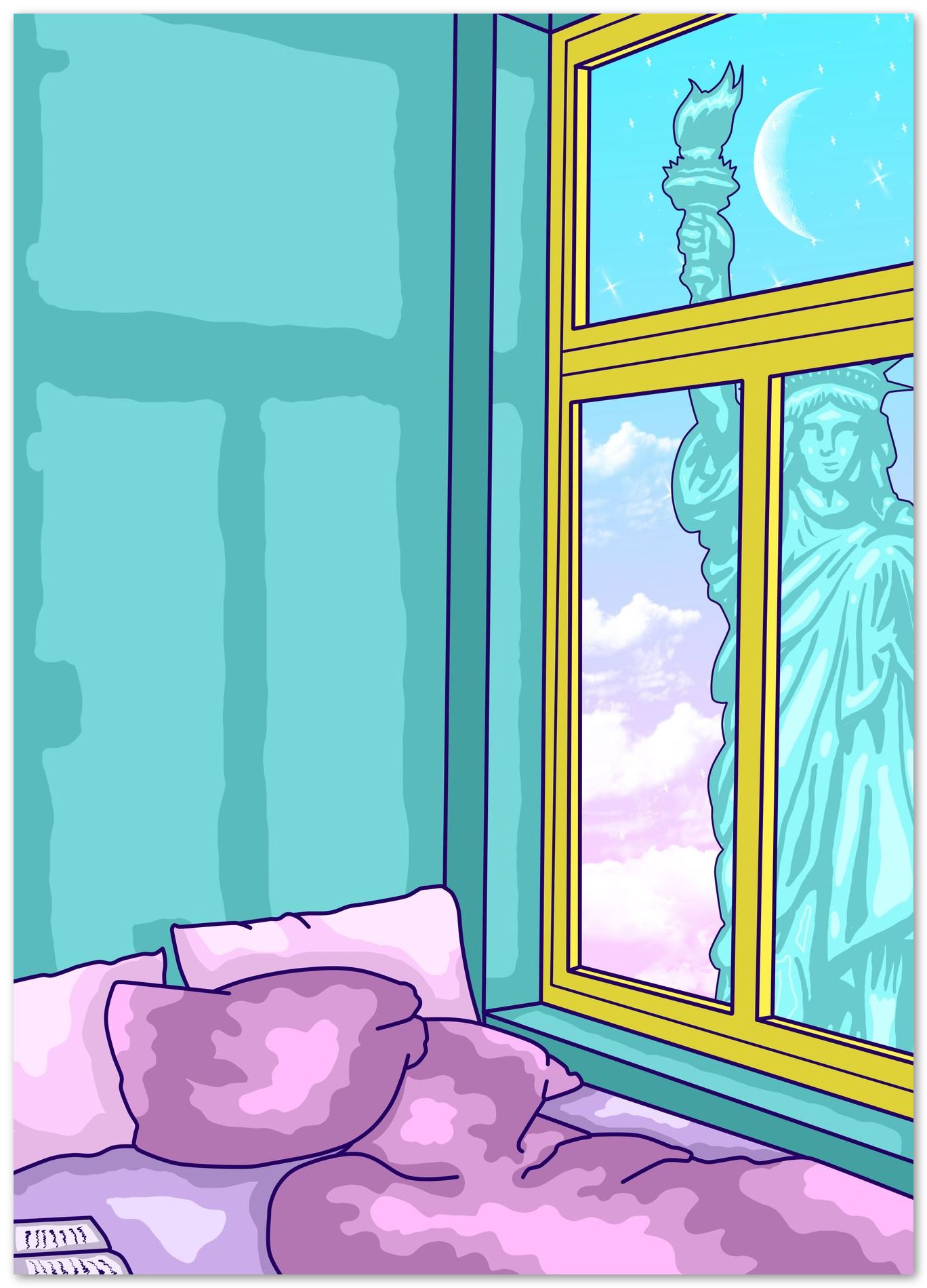 my bedroom with liberty view - @beautifulday