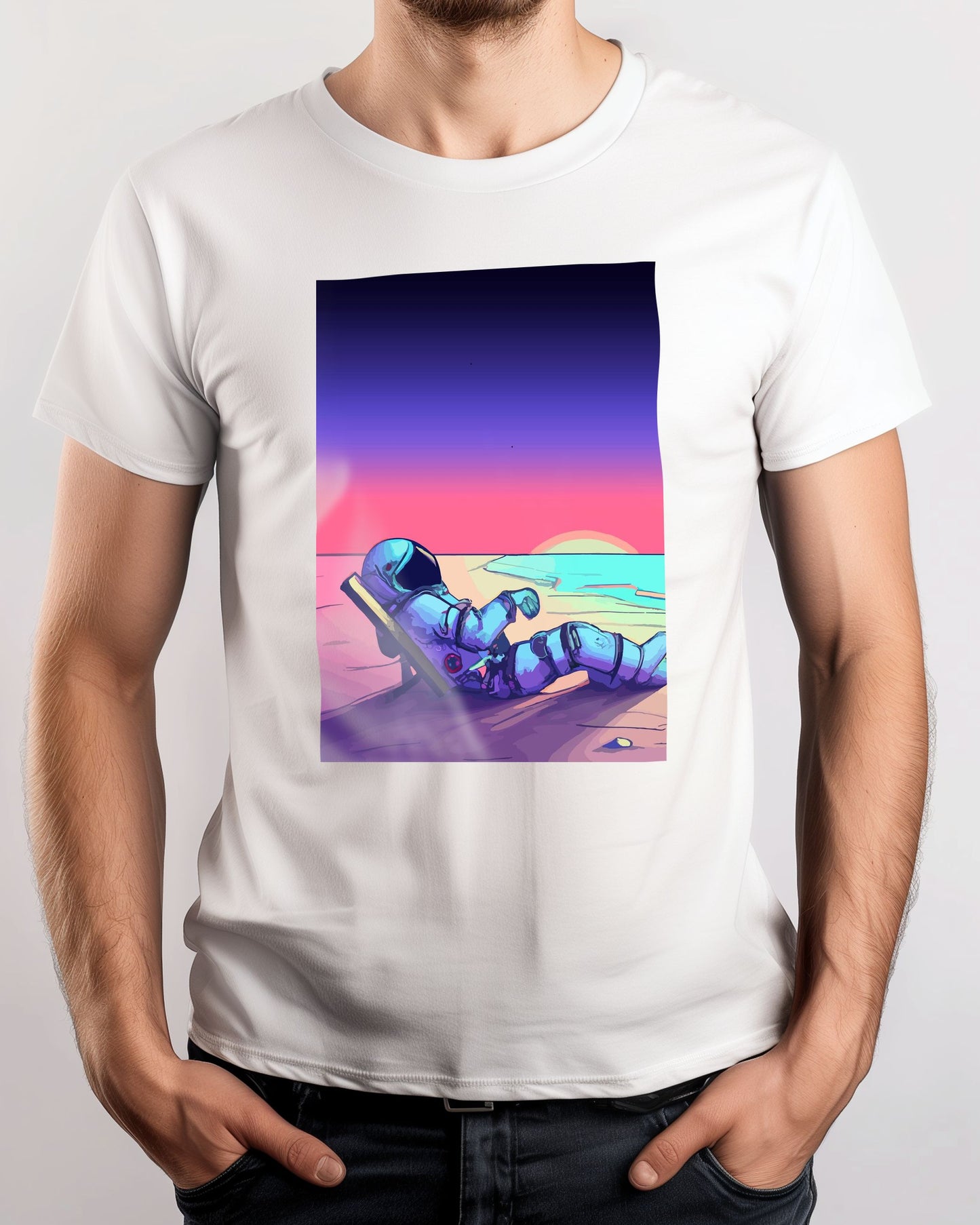 Astronaut Relaxing sunset in beach - @elzart