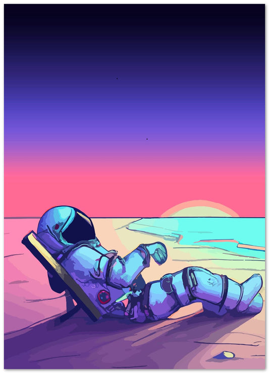 Astronaut Relaxing sunset in beach - @elzart