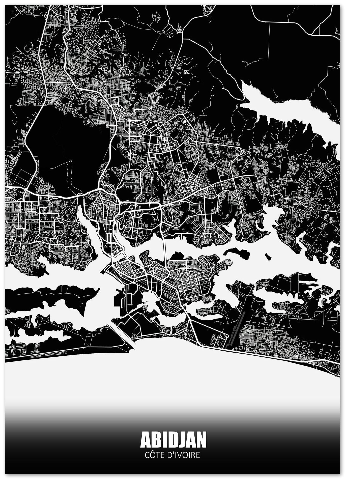 Abidjan CÃ´te d'Ivoire Dark Map - @ZakeDjelevic