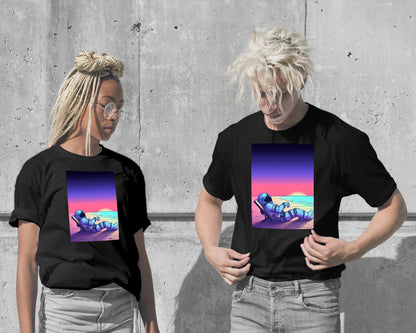 T-Shirt-Astronaut Relaxing sunset in beach - @elzart-wow.fan