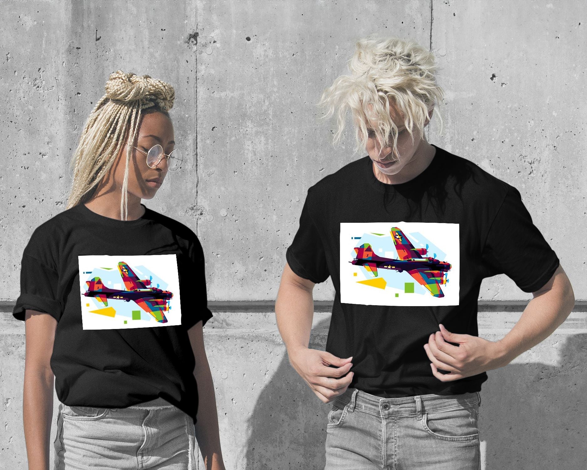 T-Shirt-B-17 Flying Fortress in WPAP Illustration - @lintank_popart-wow.fan