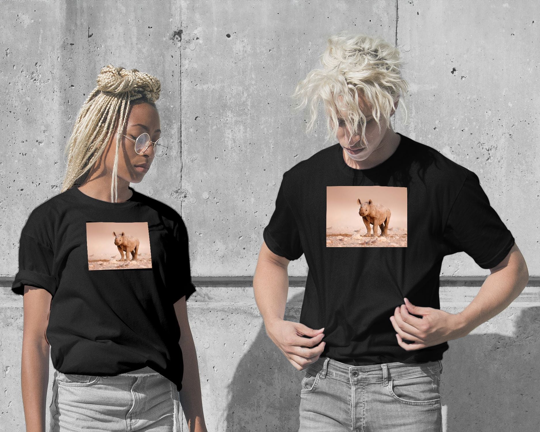 T-Shirt-Black Rhinoceros baby - @chusna-wow.fan