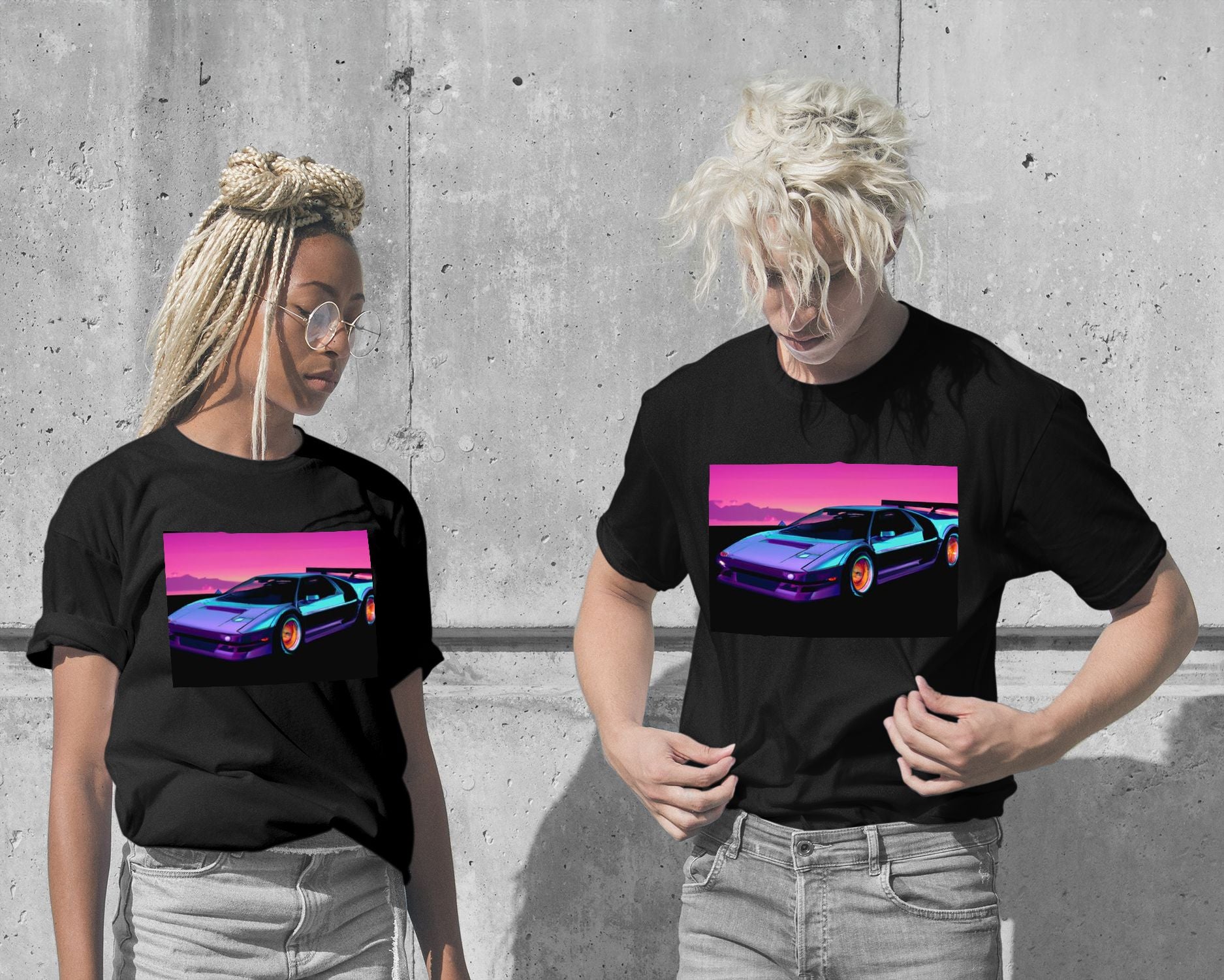 T-Shirt-Car Sunset Synthwave - @MyKido-wow.fan