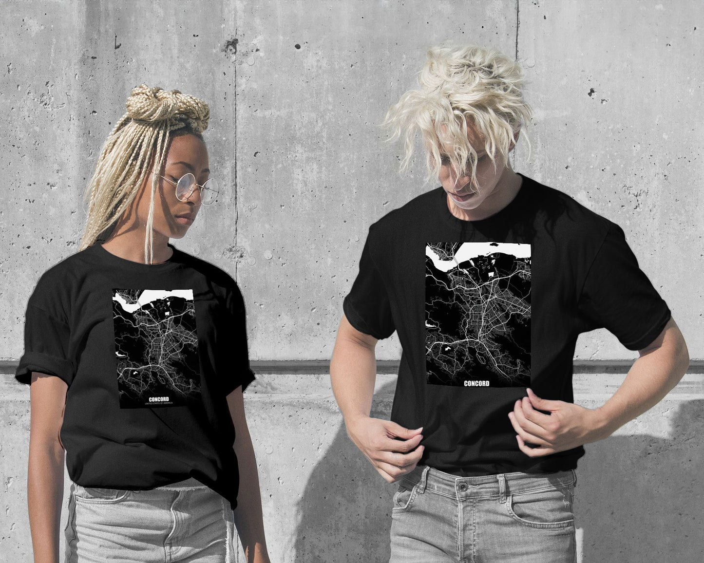 T-Shirt-Concord USA Dark Negative Maps - @ZakeDjelevic-wow.fan