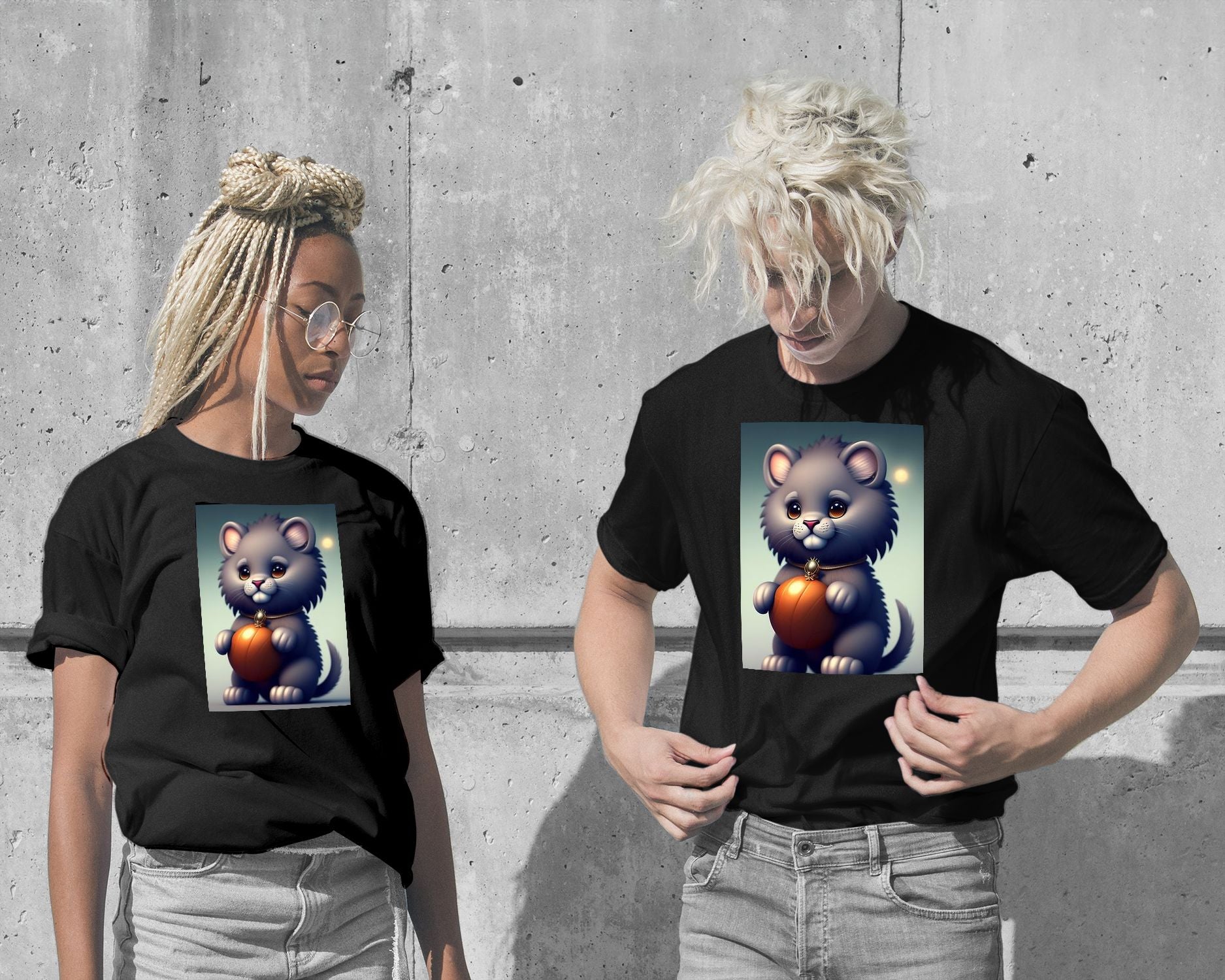 T-Shirt-Cute cute lion holding a ball - @widart-wow.fan