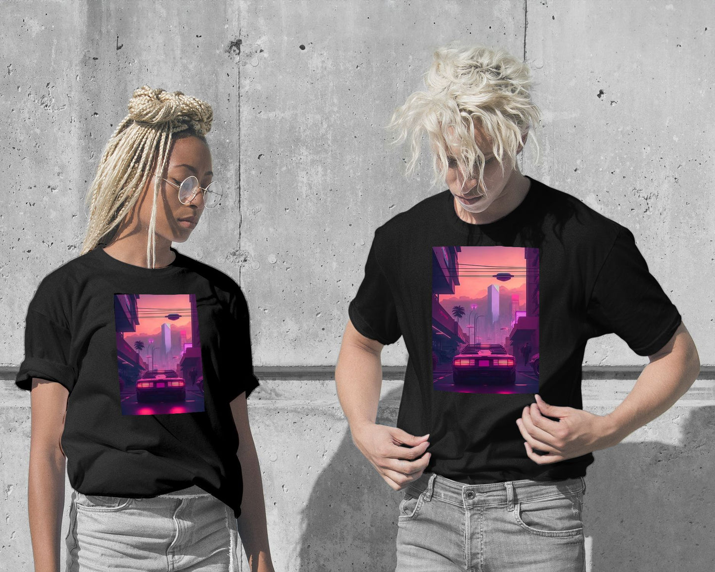 T-Shirt-Cyberpunk Car Cityscape - @Sagitarius-wow.fan