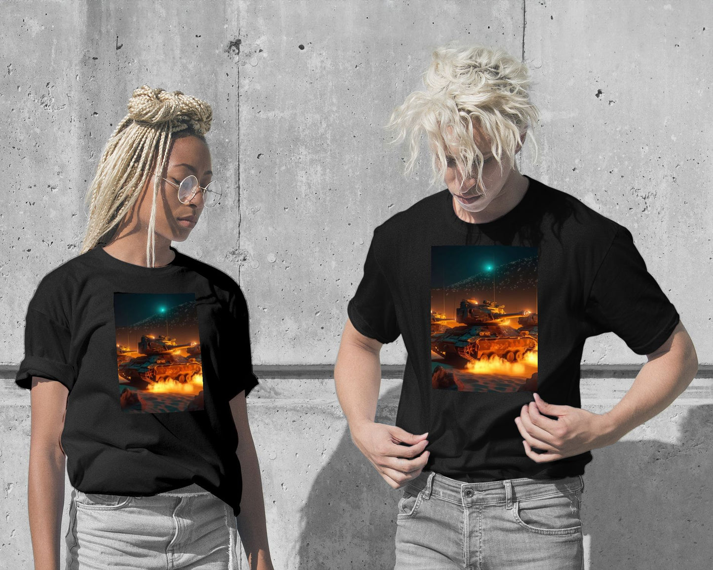 T-Shirt-Cyberpunk Tank Battle - @Sagitarius-wow.fan