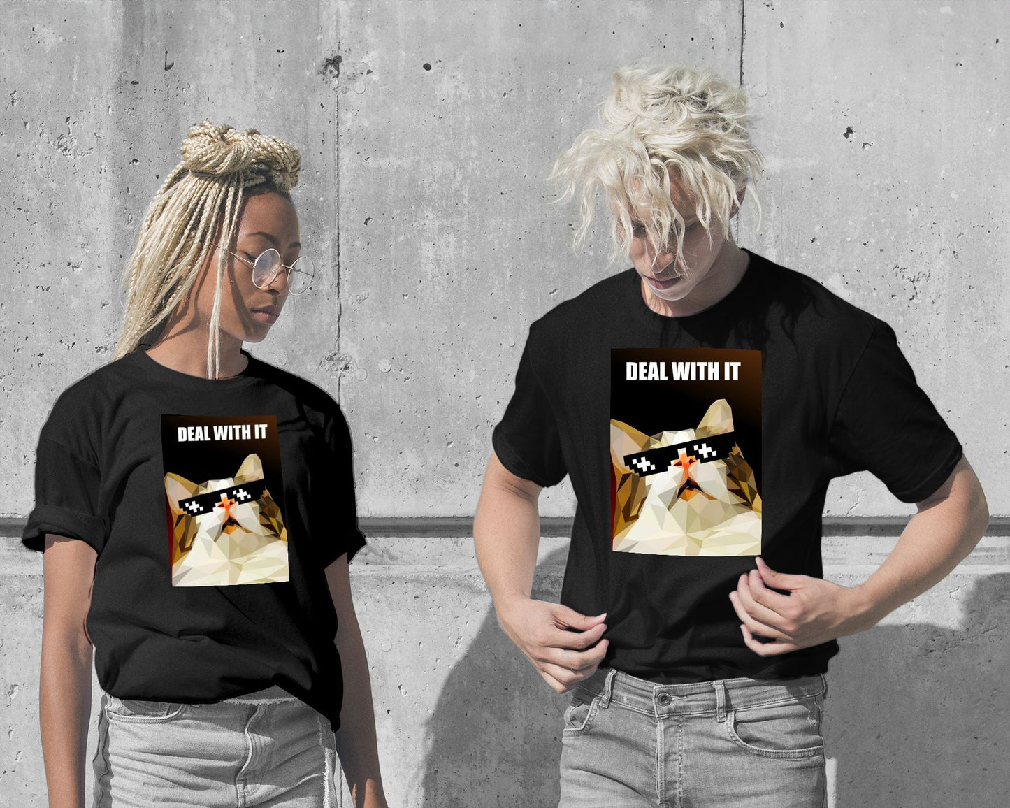 T-Shirt-deal with it cat meme - @Artnesia-wow.fan