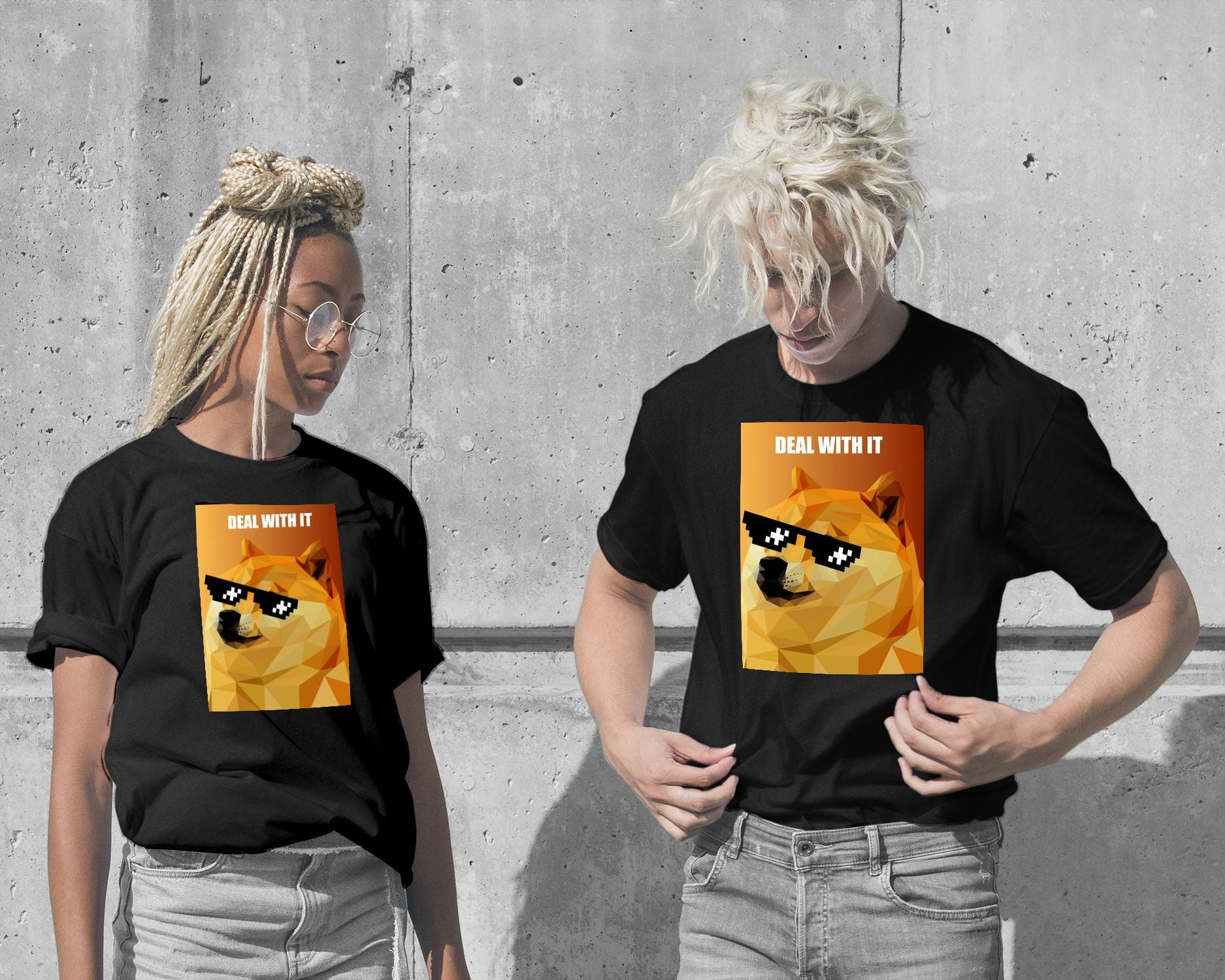 T-Shirt-deal with it doge meme - @Artnesia-wow.fan