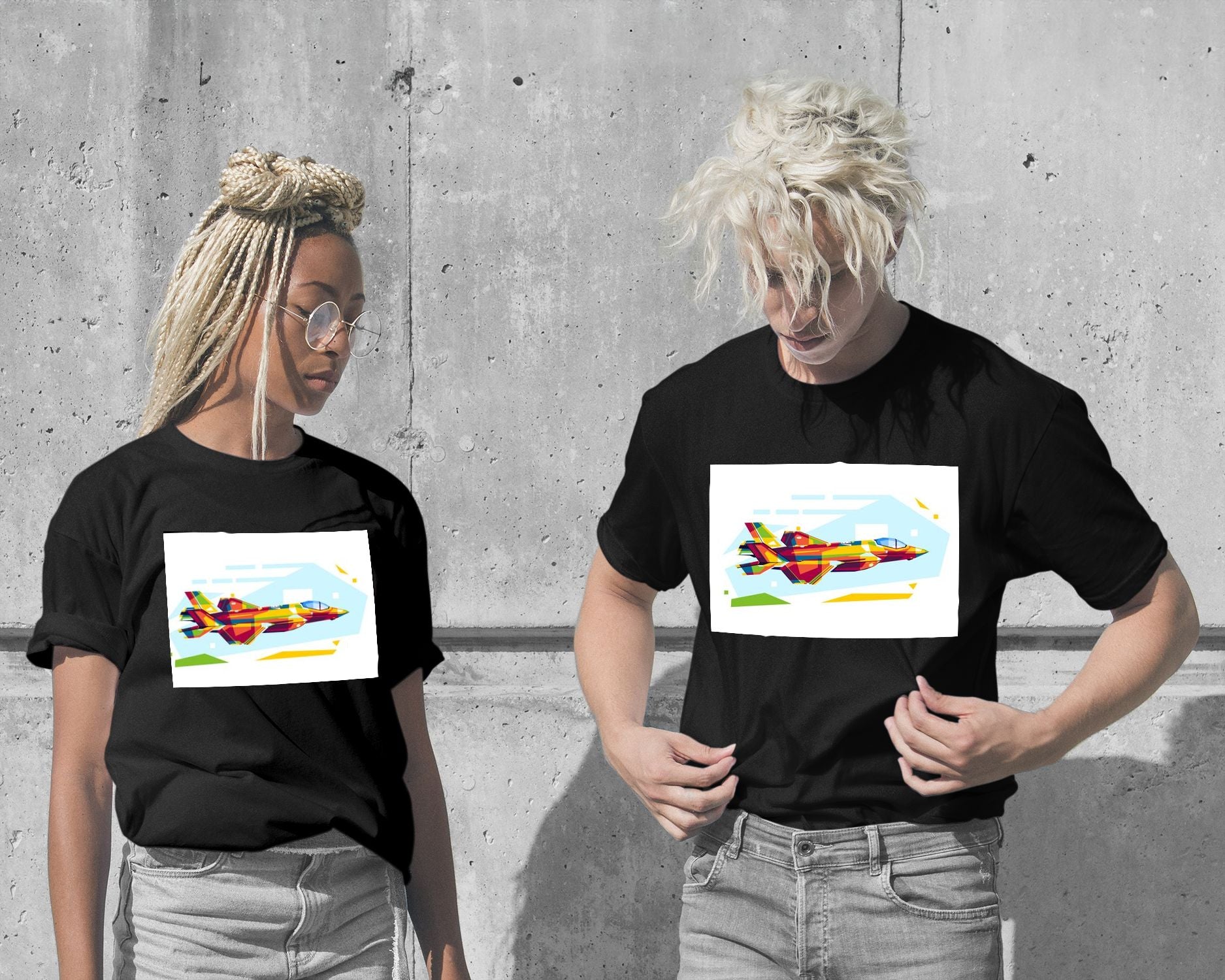 T-Shirt-F-35 Lightning II Side View in WPAP Illustration - @lintank_popart-wow.fan