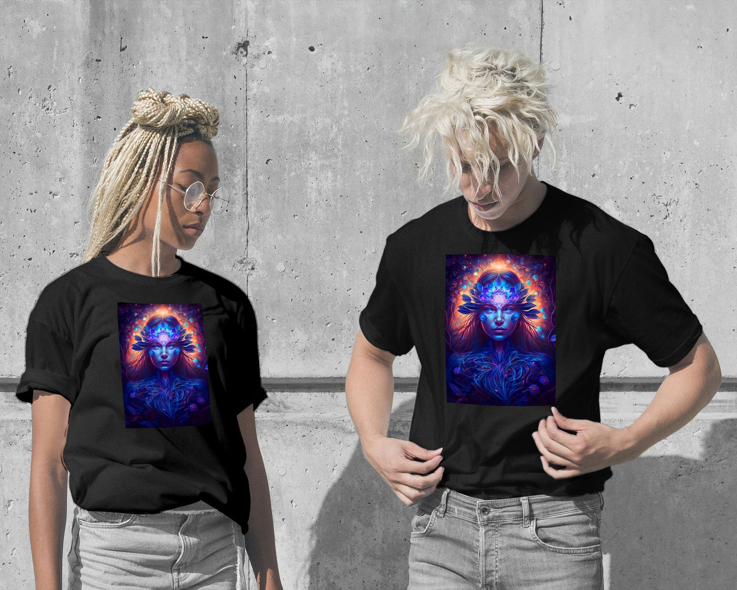 T-Shirt-Face Girl Pop Art Flowers 18 - @NotoCreative-wow.fan