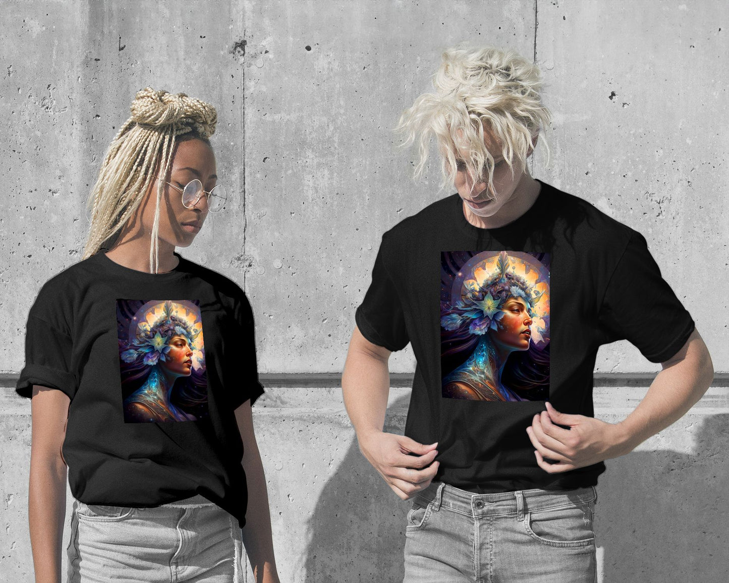 T-Shirt-Face Girl Pop Art Flowers 19 - @NotoCreative-wow.fan