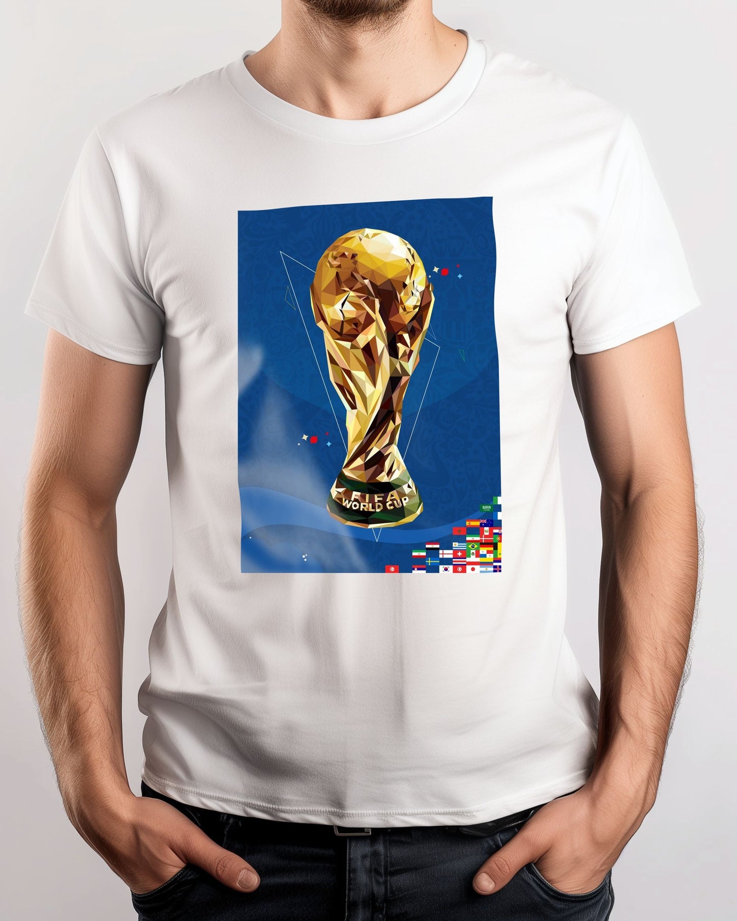 Tee football world cup trophy geometric - @Artnesia