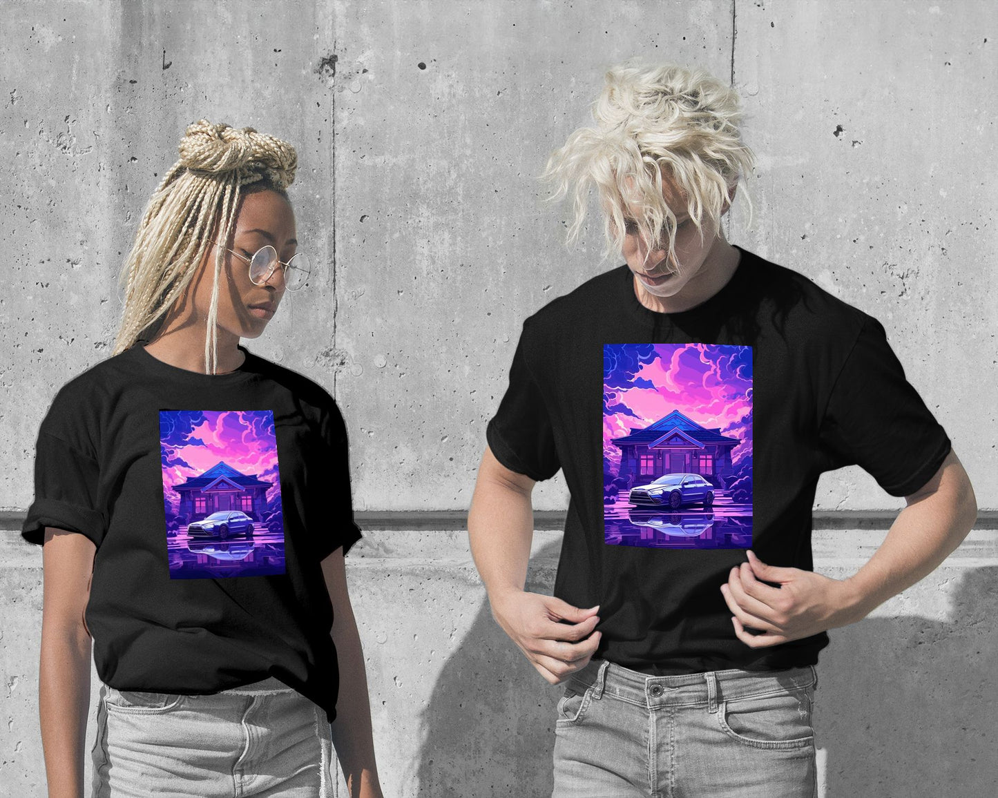 T-Shirt-Hyundai Sonata Car Retro Synthwave - @GreyArt-wow.fan