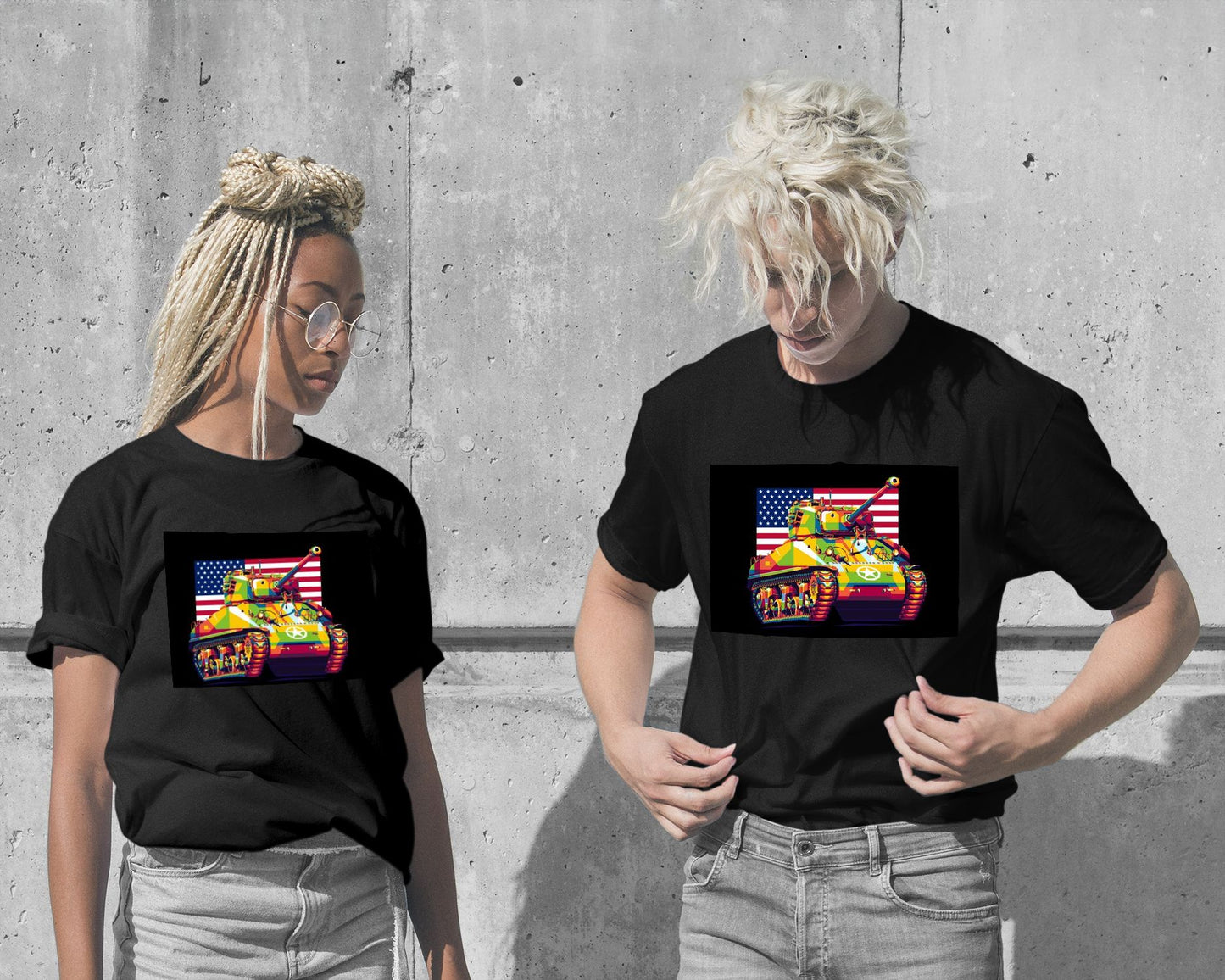 T-Shirt-M4 Sherman 76mm Gun in WPAP Illustration - @lintank_popart-wow.fan