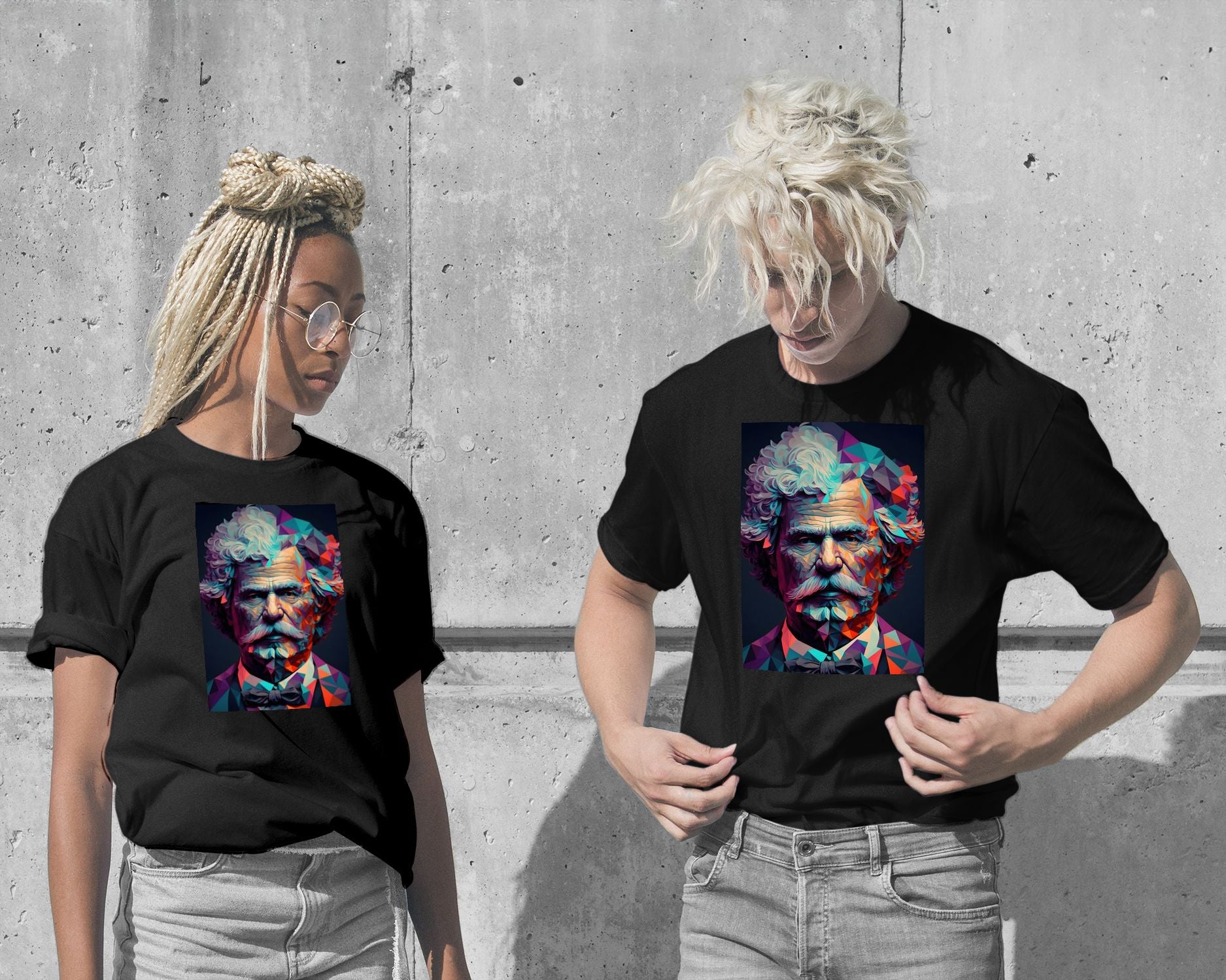 T-Shirt-Mark Twain Low Poly - @WpapArtist-wow.fan