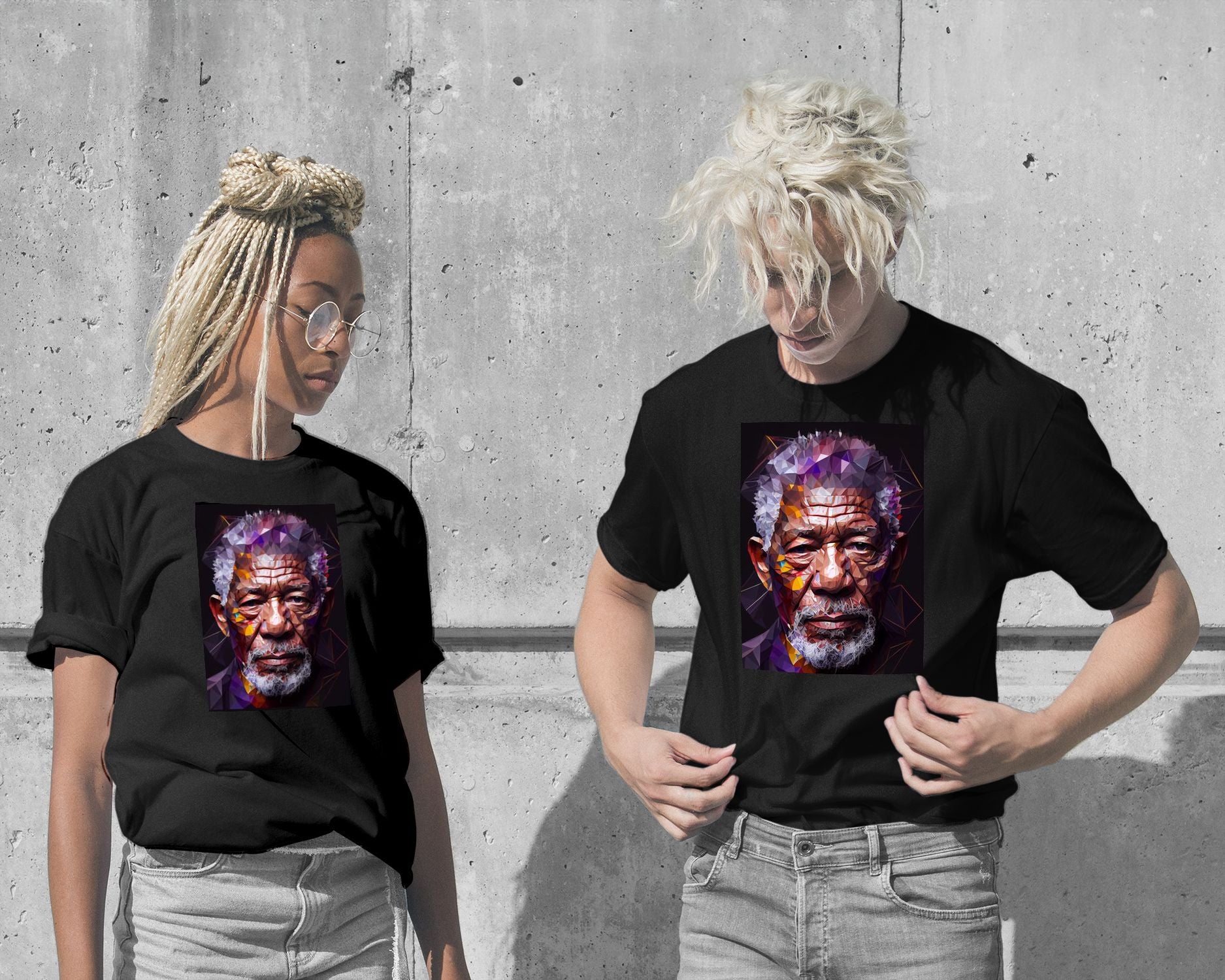 T-Shirt-Morgan Freeman Pop Art Low Poly - @WpapArtist-wow.fan