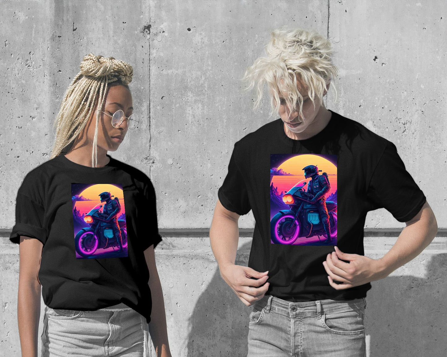T-Shirt-Motorcycle Retro Synthwave 7 - @NotoCreative-wow.fan
