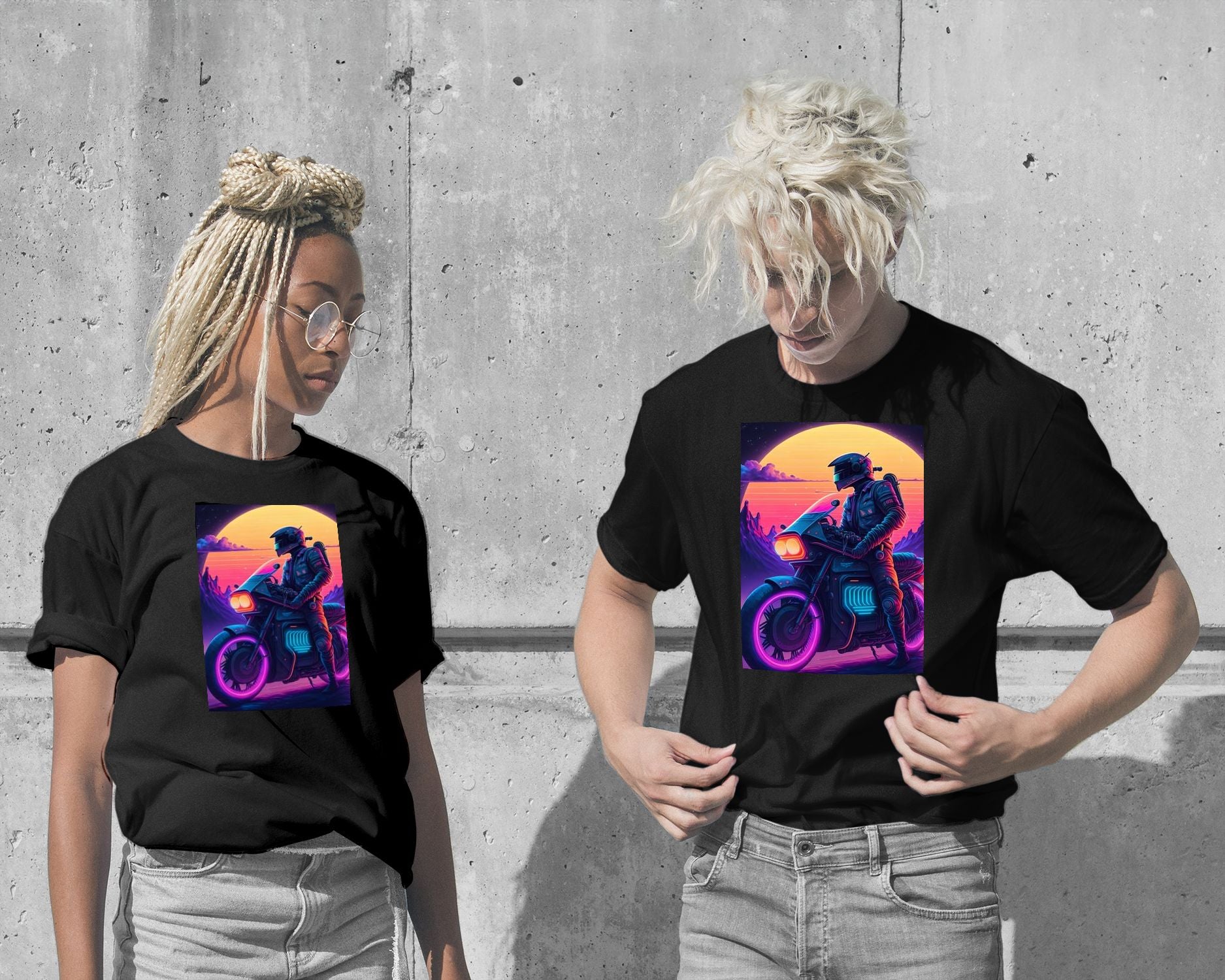 T-Shirt-Motorcycle Retro Synthwave 7 - @NotoCreative-wow.fan