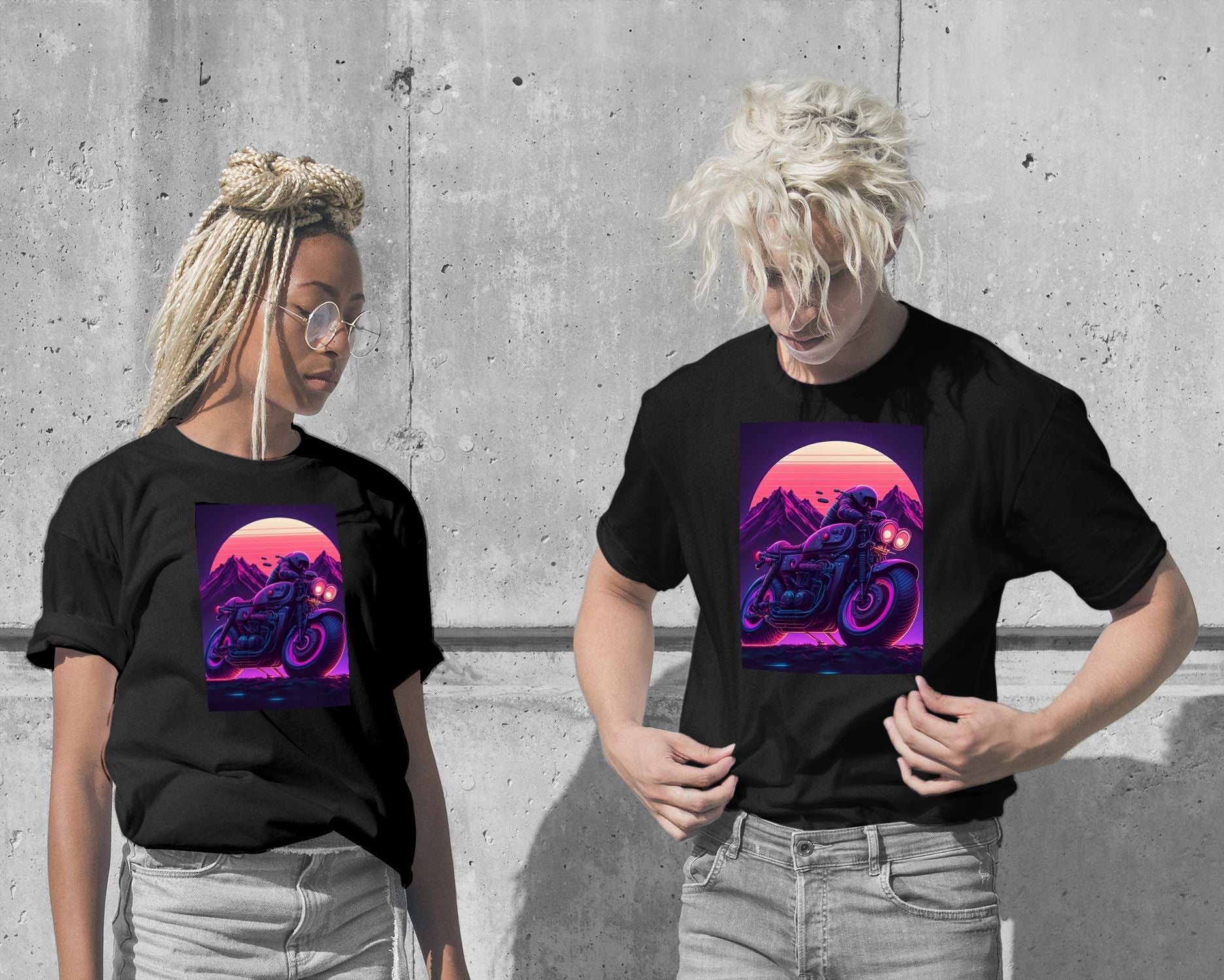 T-Shirt-Motorcycle Retro Synthwave 8 - @NotoCreative-wow.fan