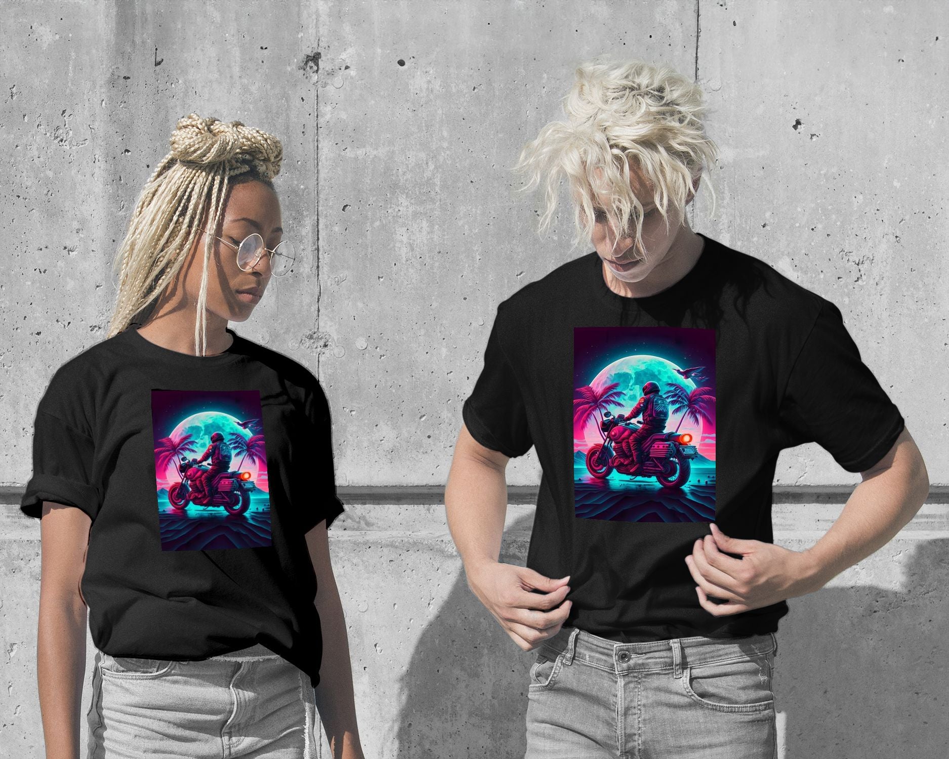 T-Shirt-Motorcycle Retro Synthwave - @NotoCreative-wow.fan