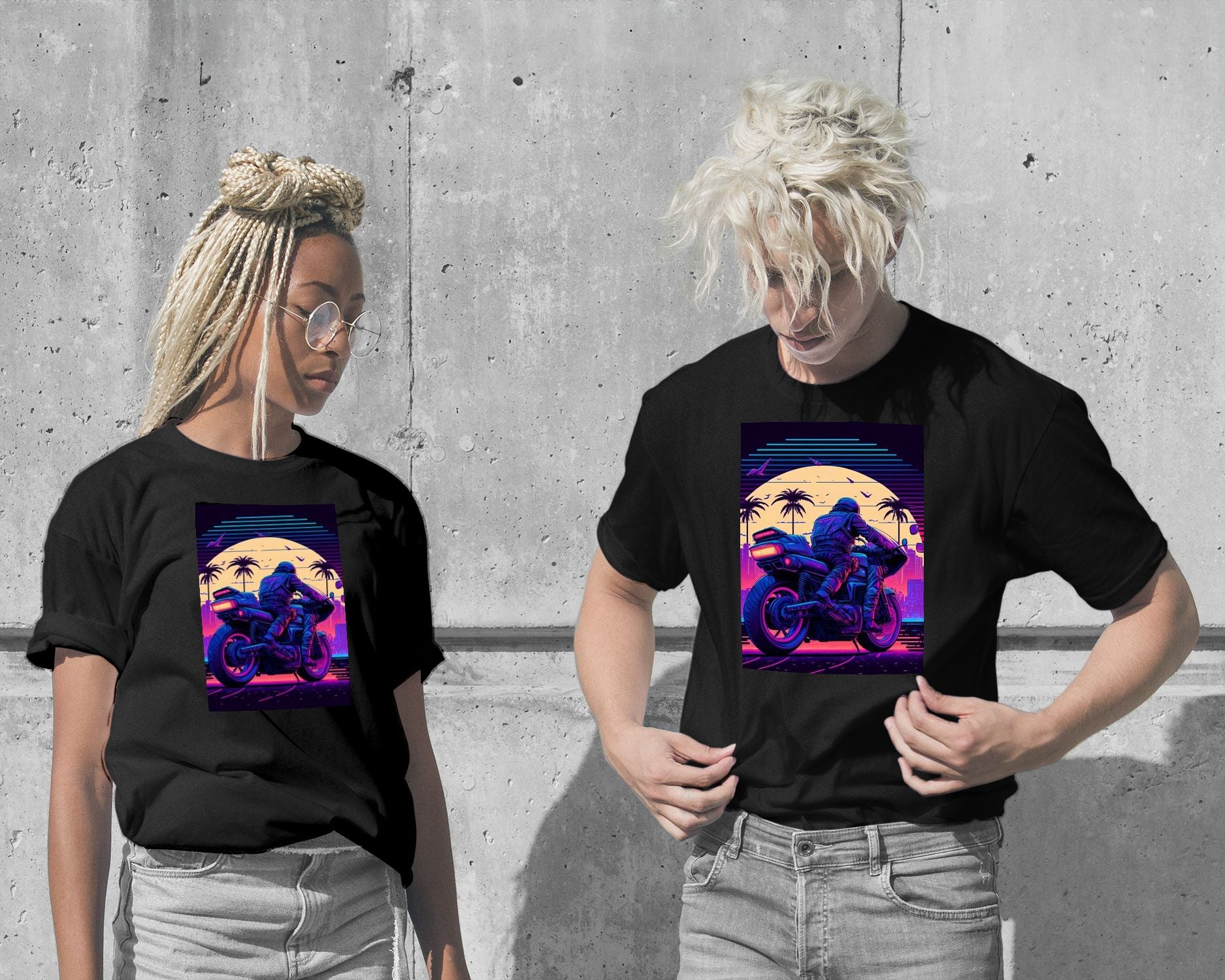 T-Shirt-Motorcyle Retro Synthwave 1 - @NotoCreative-wow.fan