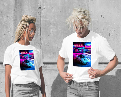 Tee Neon Cyberpunk Tokio Super Car Night - @SyanArt