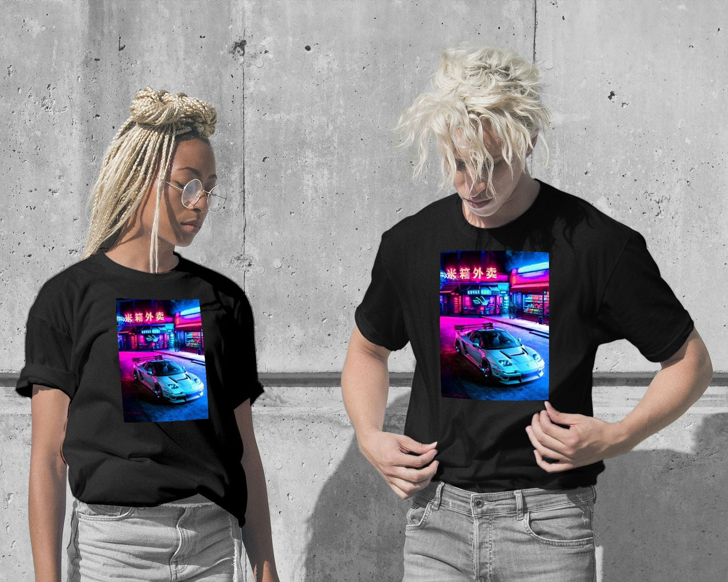 Tee Neon Cyberpunk Tokio Super Car Night - @SyanArt