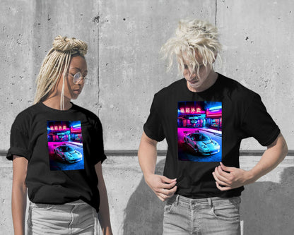 Tee Neon Cyberpunk Tokio Super Car Night - @SyanArt