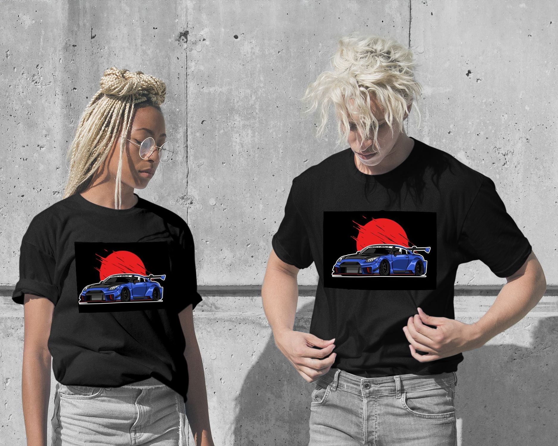 T-Shirt-Nissan GT-R R35 Blue - @bulldsgn-wow.fan