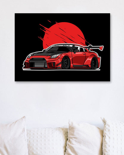 Nissan GT-R R35 Red Black Background - @bulldsgn