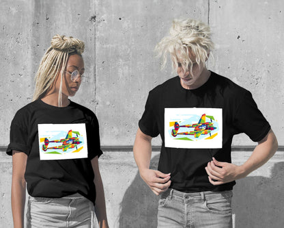 T-Shirt-P-38 Lightning Side View in WPAP Illustration - @lintank_popart-wow.fan