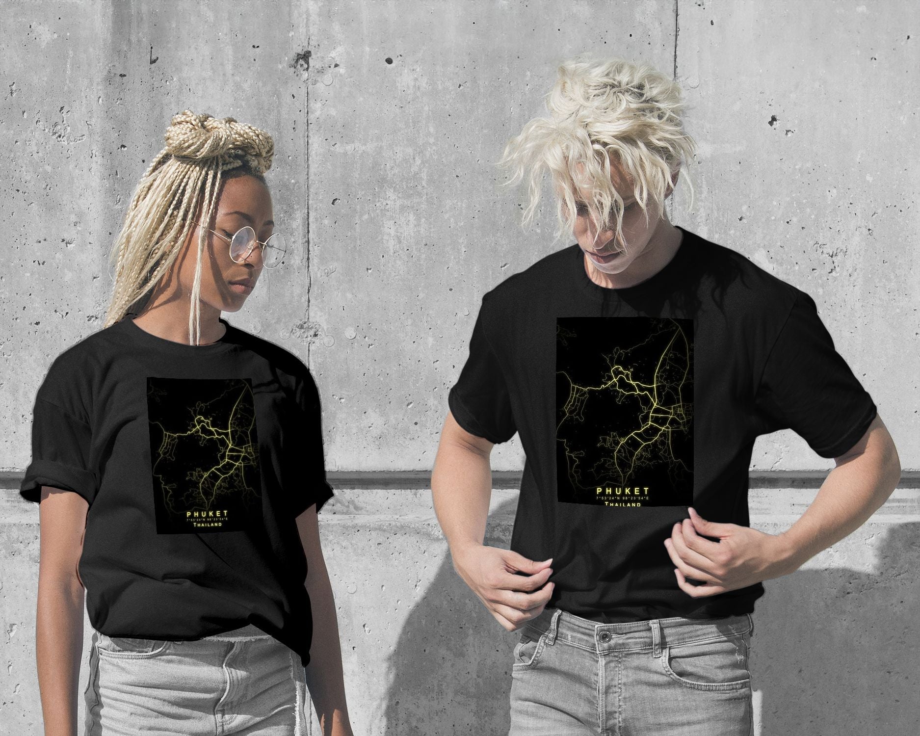T-Shirt-Phuket Map Glow - @GreyArt-wow.fan