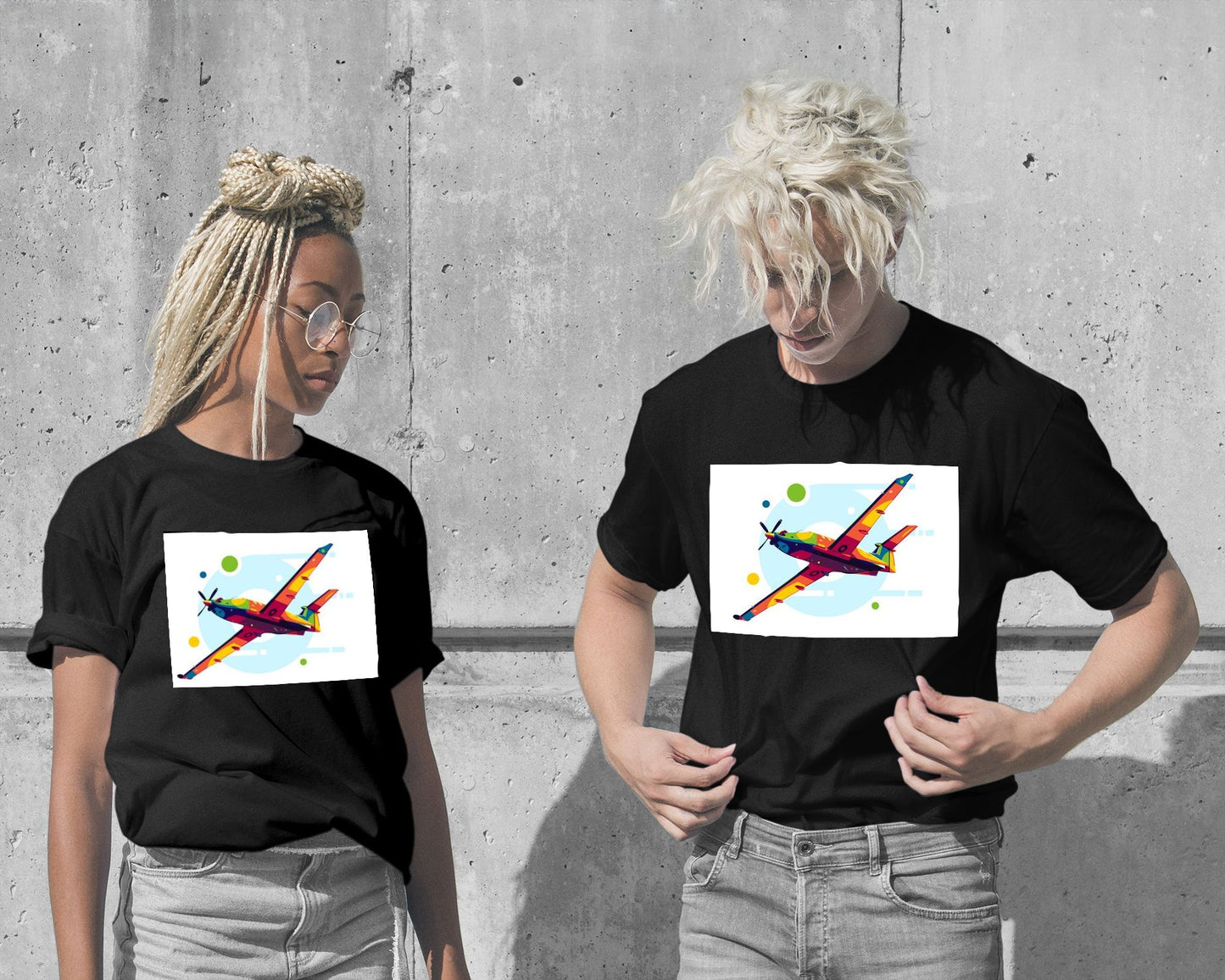 T-Shirt-Pilatus PC-12 Flying in Pop Art Illustration - @lintank_popart-wow.fan