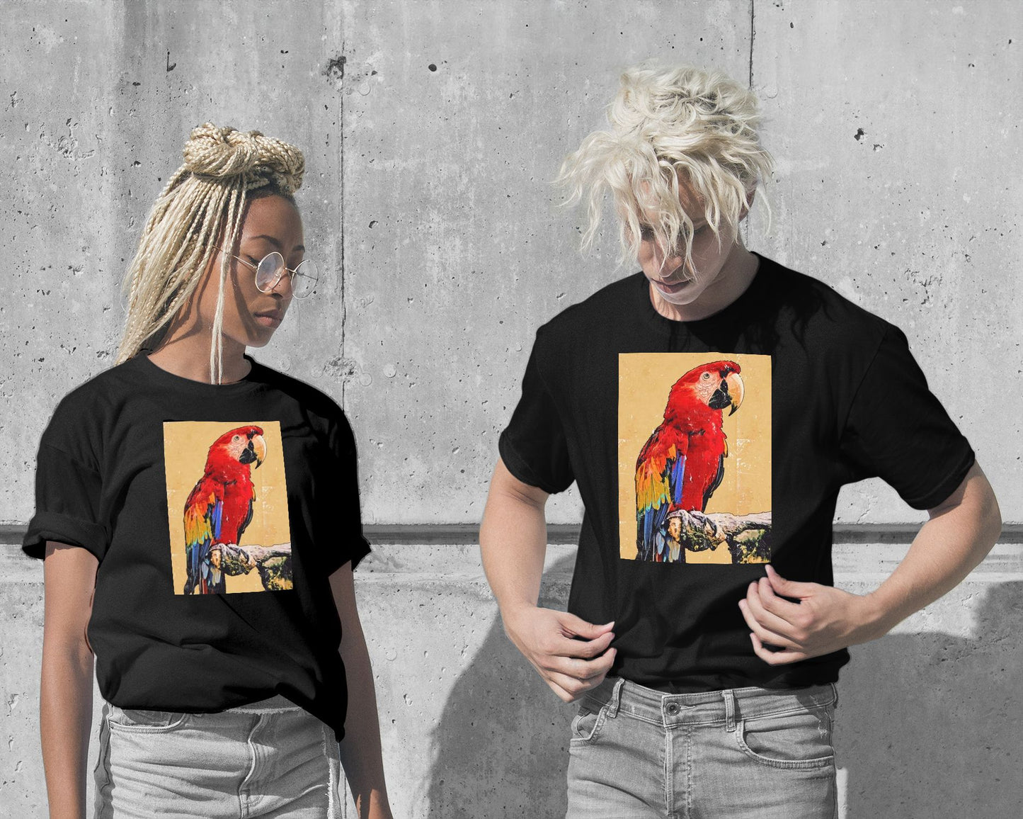 T-Shirt-Red Scarlet Macaw Painting - @ColorizeStudio-wow.fan