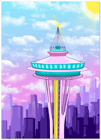seattle tower with sunrise - @beautifulday